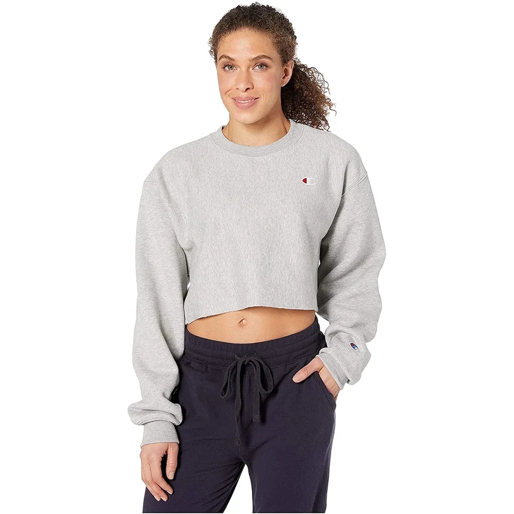 Champion Women's Light Gray Cropped Sweatshirt Size S NWT
